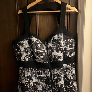 City Chic Black and White Abstract Print Top